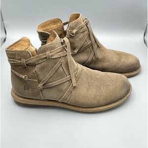 Born Tarkiln Suede Bootie Womens 10 Ankle Boot Boho Zip-Up Comfort Bootie Zipper
